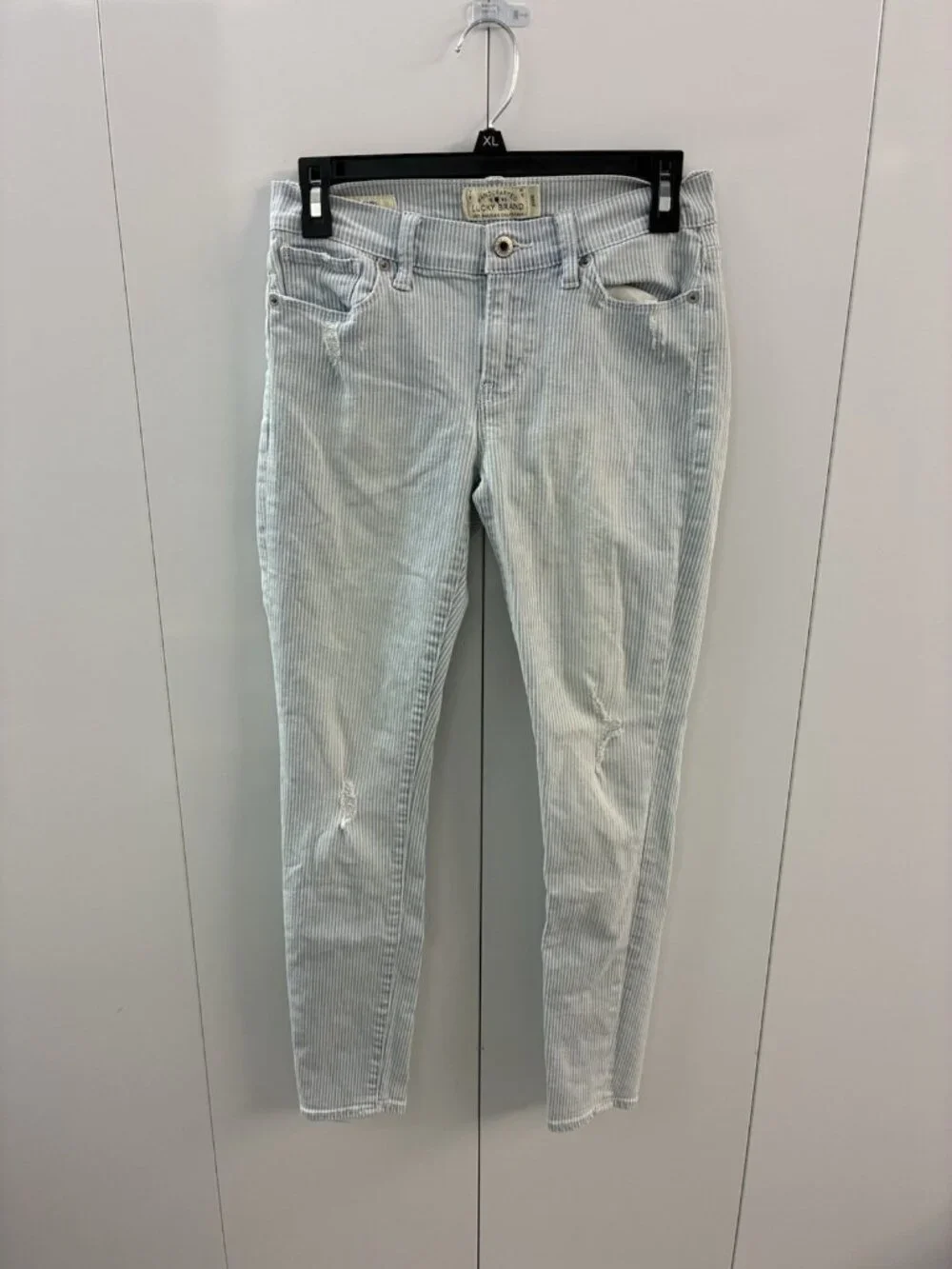 Lucky Brand Brooke Capri Jeans Womens Size 2/26‎ Striped Distressed Skinny
